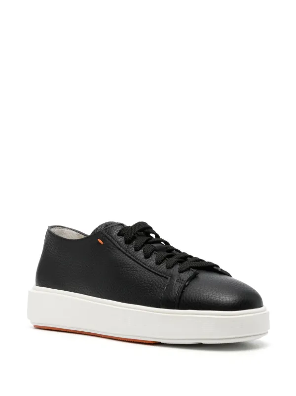 Santoni polished finish lace up sneakers women Calf Leather 39 Black