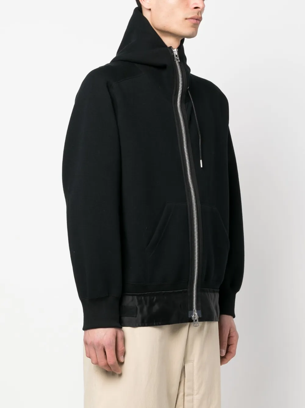 Sacai Sponge Nylon Twill Hoodie In Schwarz