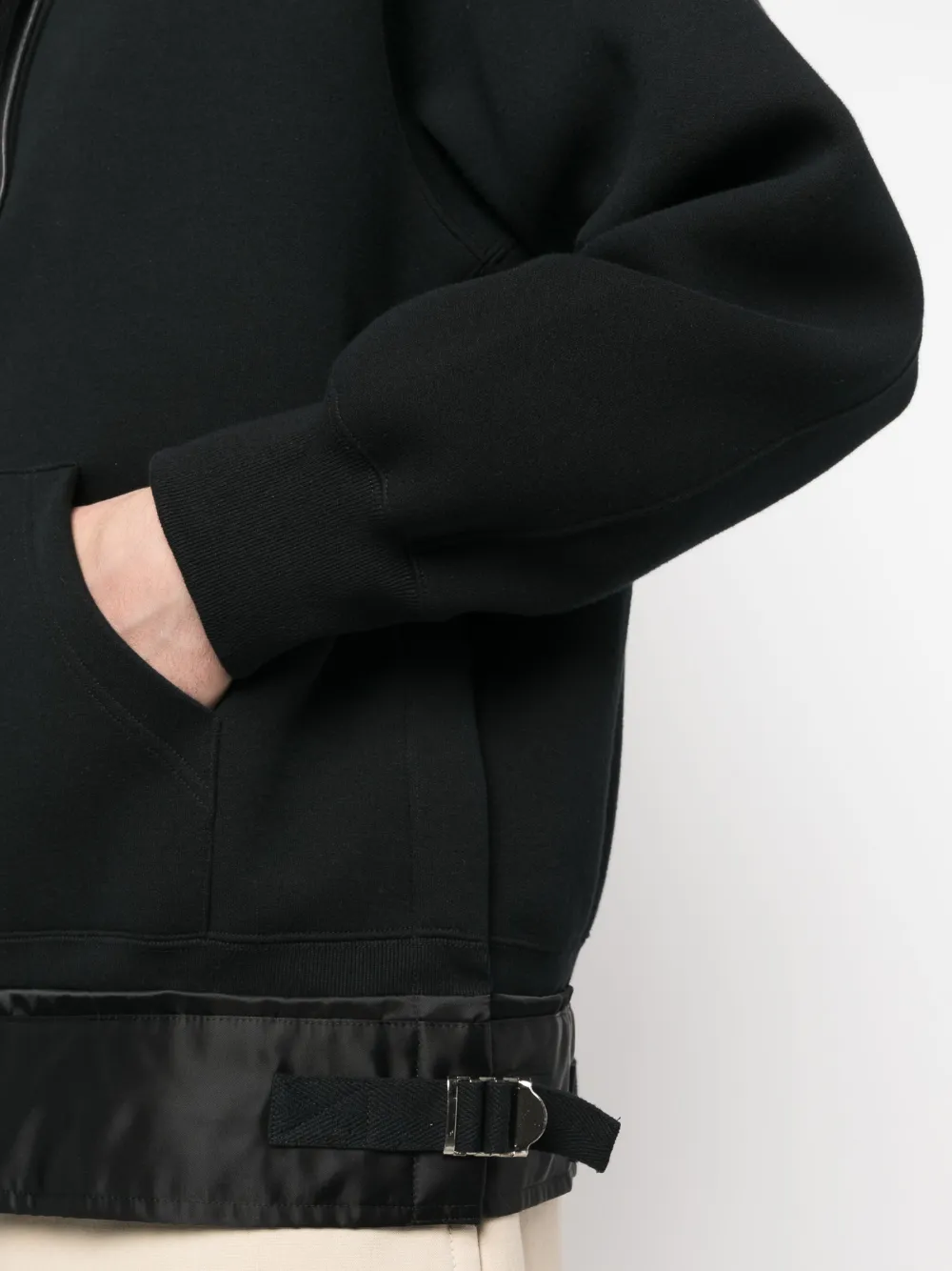 Sacai Sponge Nylon Twill Hoodie In Schwarz