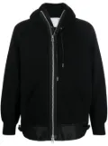 sacai zip-up cotton-blend hoodie - Black
