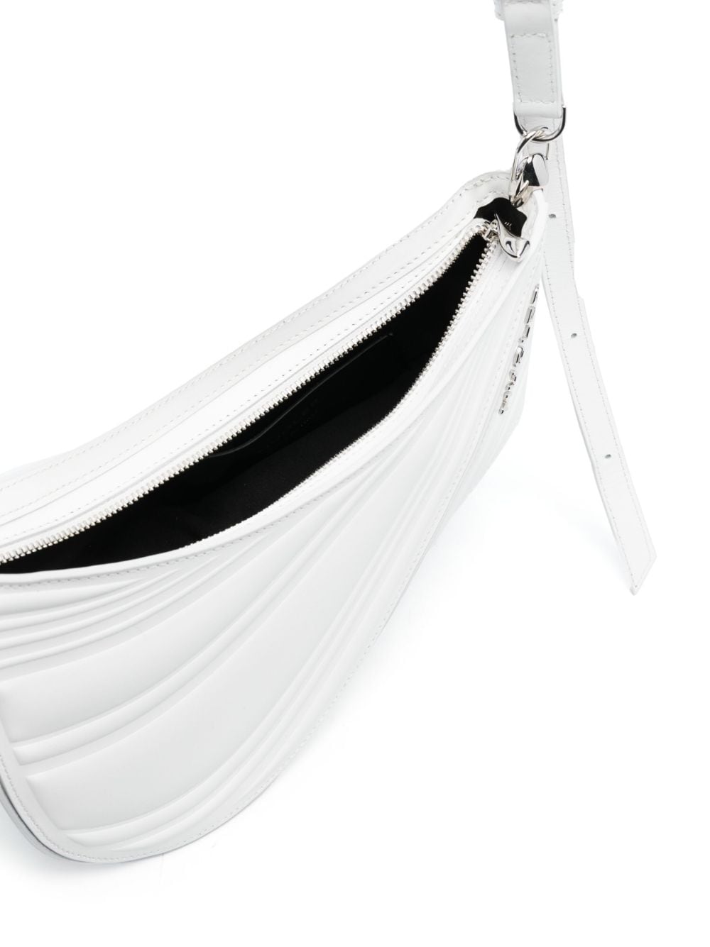 Shop Mugler Spiral Curve 01 Shoulder Bag In Weiss