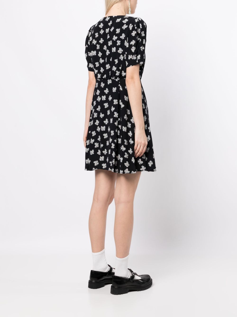 Shop B+ab Bow-print Wrap-design Dress In Black