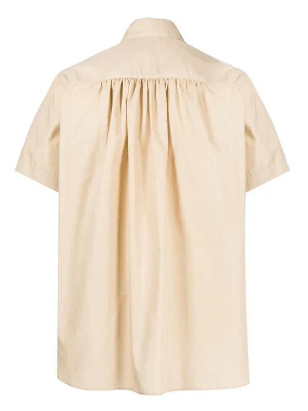 Fumito Ganryu Poly Draped short-sleeve Shirt | Neutrals | FARFETCH BN