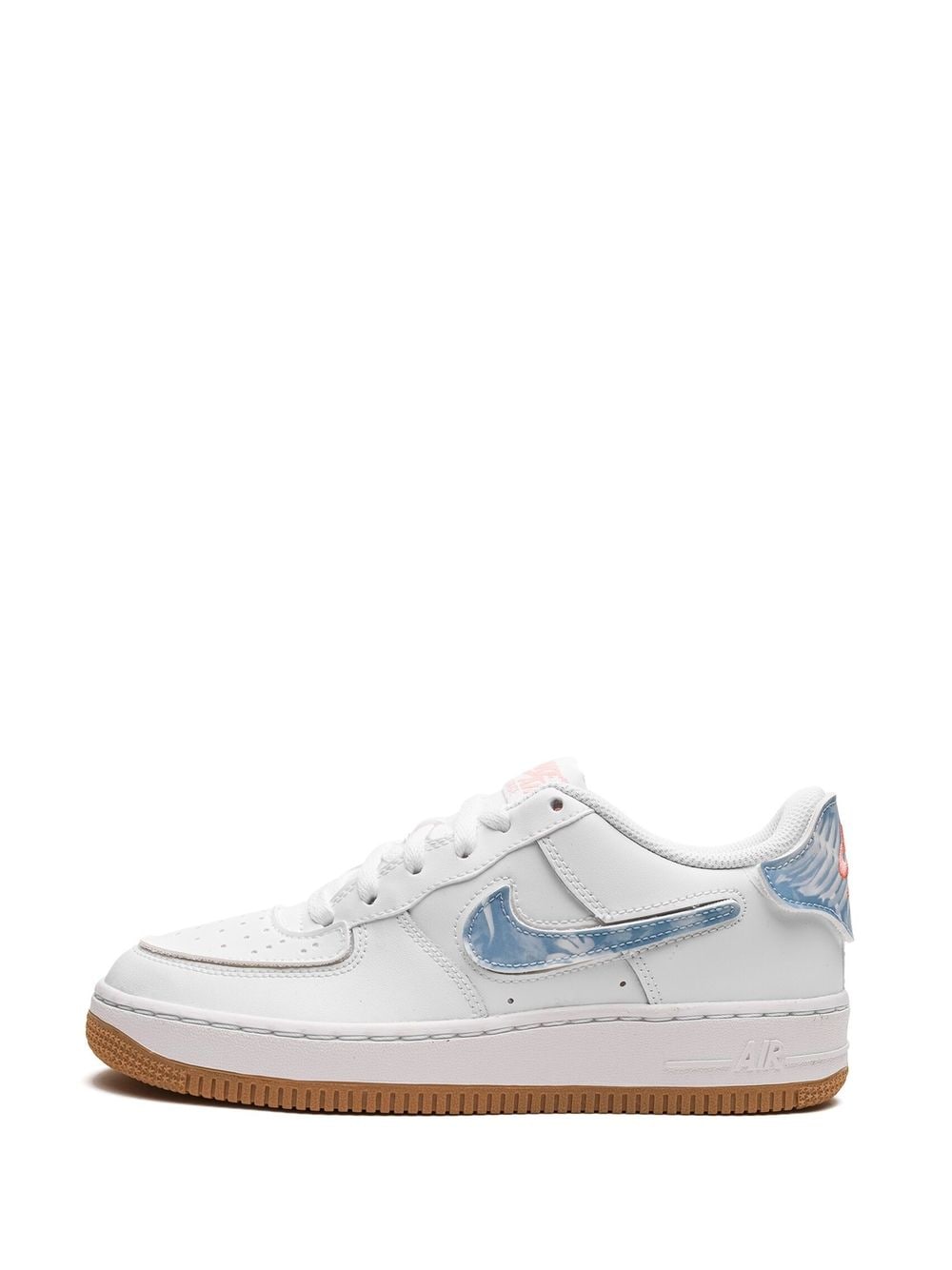 Shop Nike Air Force 1/1 Low Sneakers In White/bleached Coral/eraser Beige/skateboard Blue