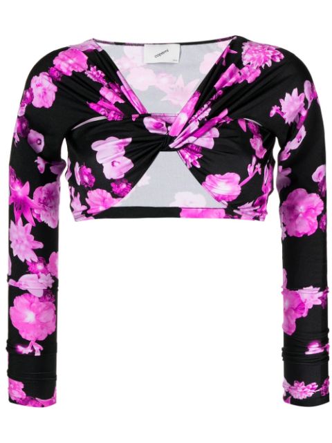 Coperni floral-print cropped top Women