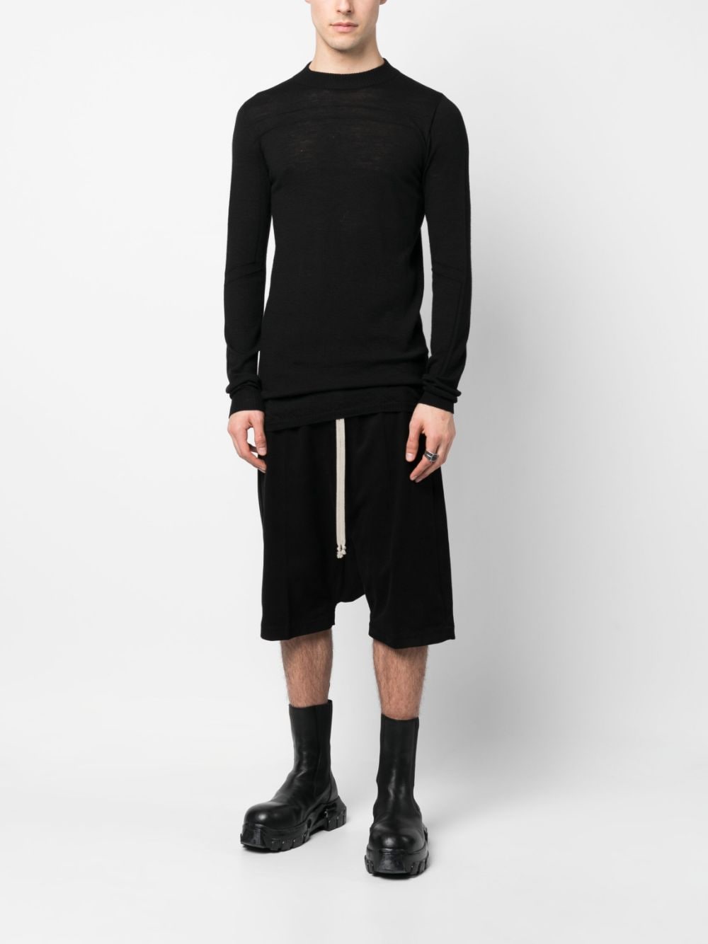 Shop Rick Owens Fine-knit Virgin-wool Jumper In Black
