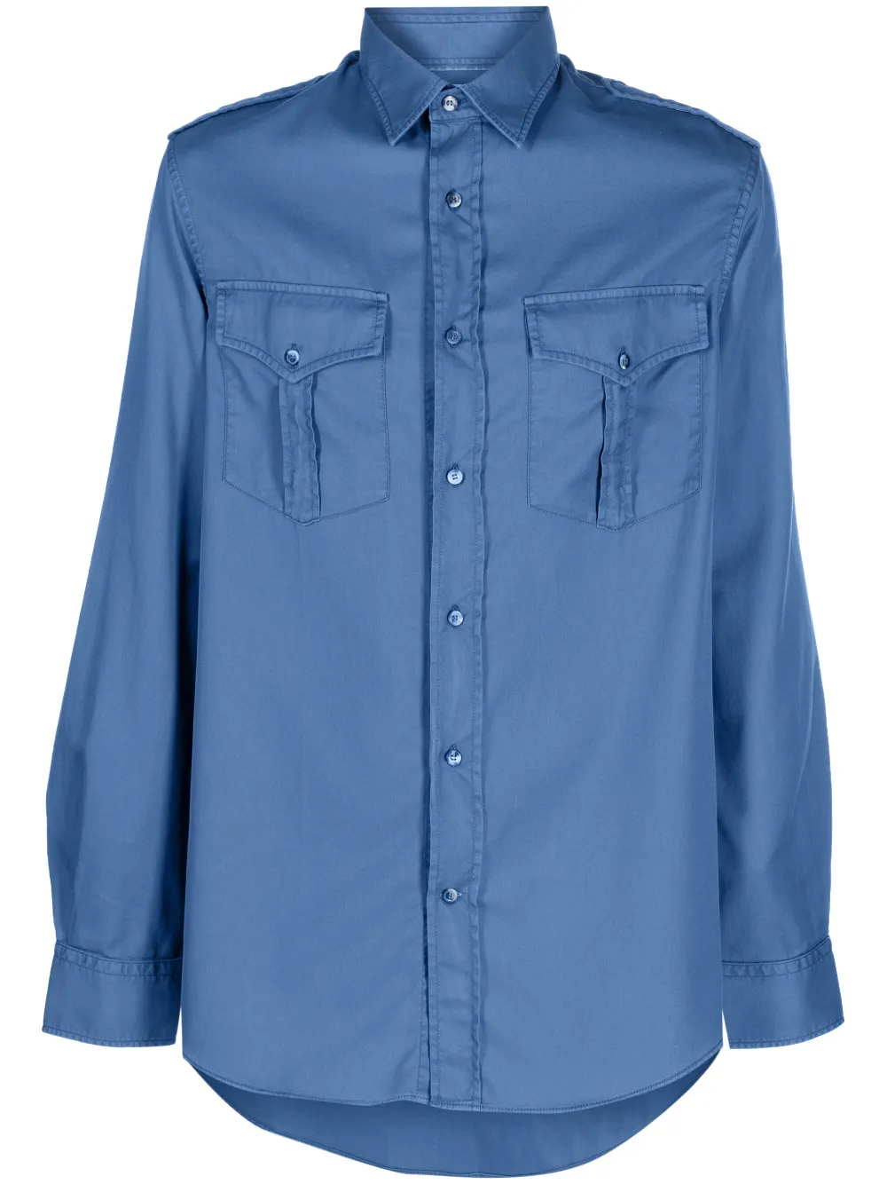 Brunello Cucinelli plain cotton shirt - Blue