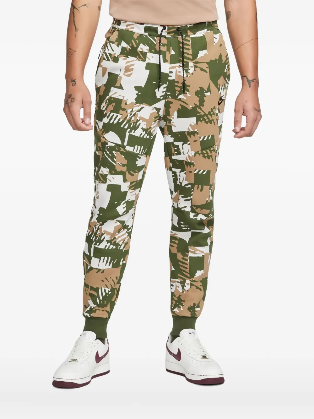 Nike tech fleece all-over print track pants | Green | Image 1