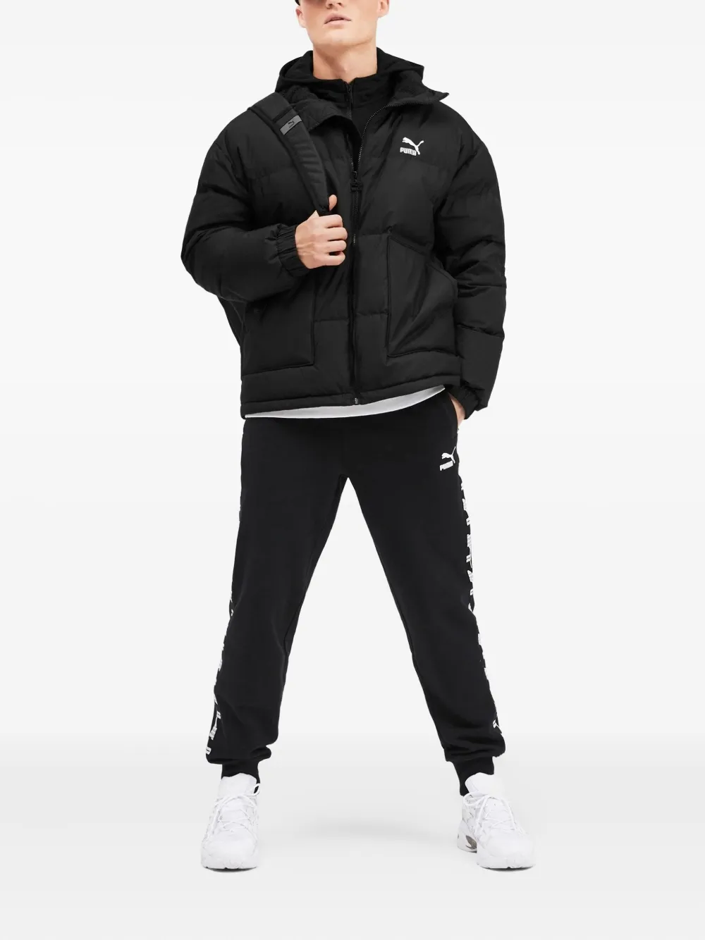 PUMA logo quilted puffer jacket Zwart