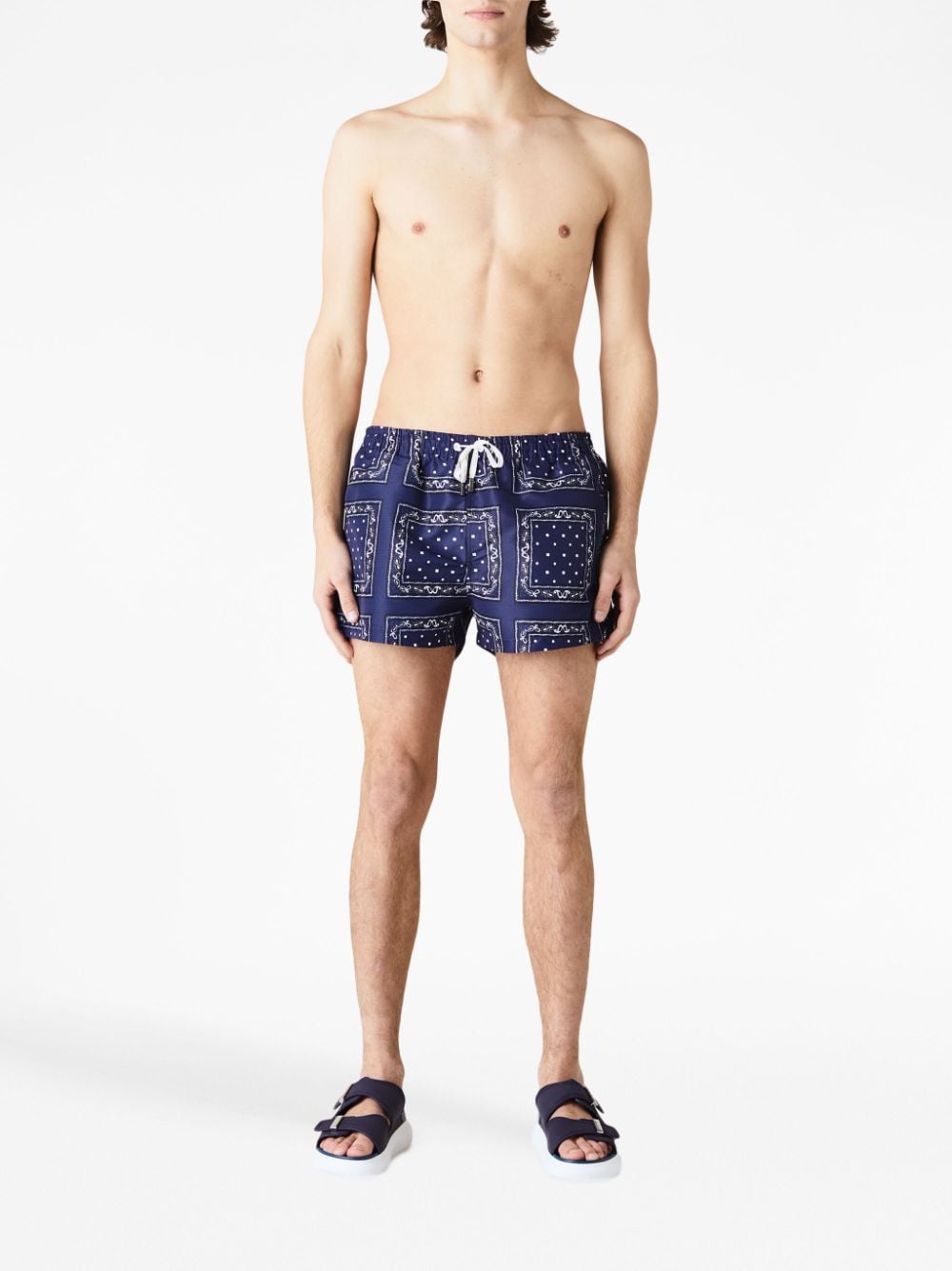 Shop Jacquemus Graphic-print Swim Shorts In Blue