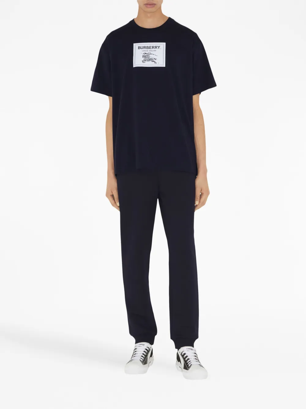 Shop Burberry Prorsum Label Logo-patch Cotton T-shirt In Blau