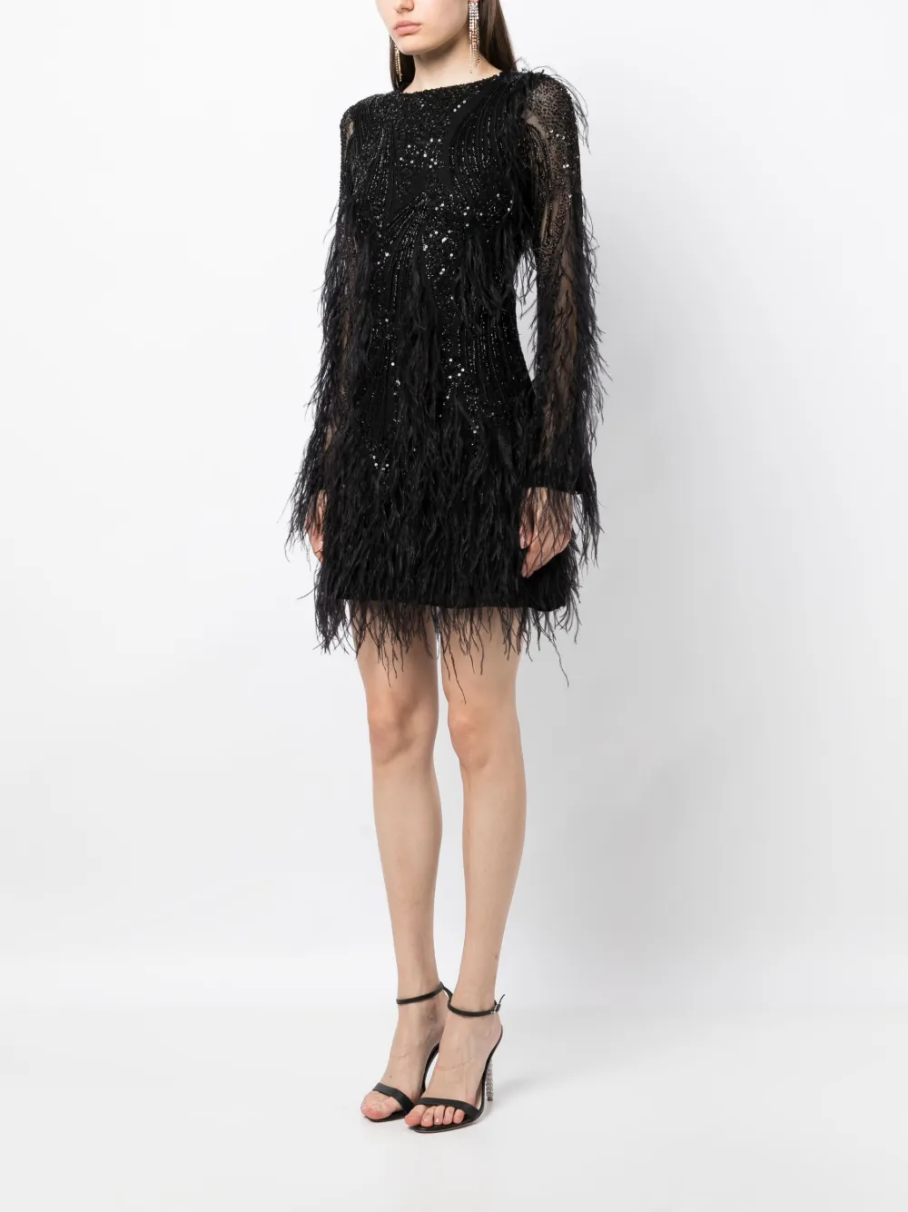 Missguided black 2024 feather dress