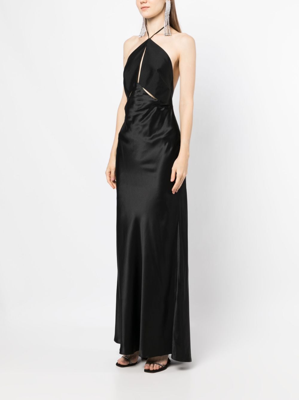 Shop Rachel Gilbert Rozalia Cut-out Satin Gown In Black