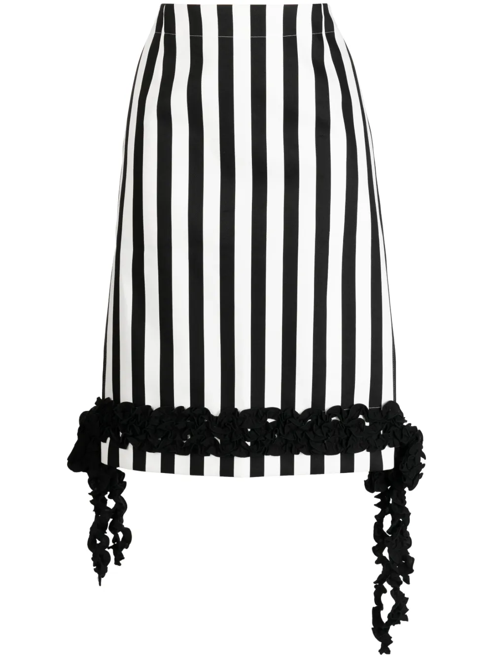 Comme Des Garçons Tao Ruffle-appliqué Striped A-line Skirt In Schwarz