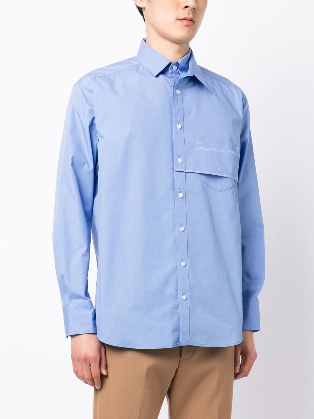Shop Kolor Off-center Half Button Fastening Shirt In Blue