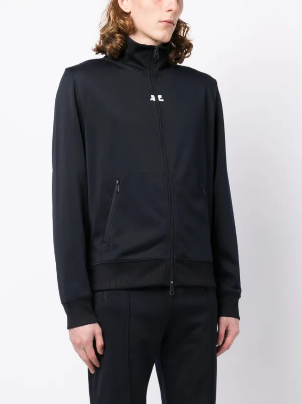 Courrèges logo-embroidered Zipped Hoodie | Blue | FARFETCH EG