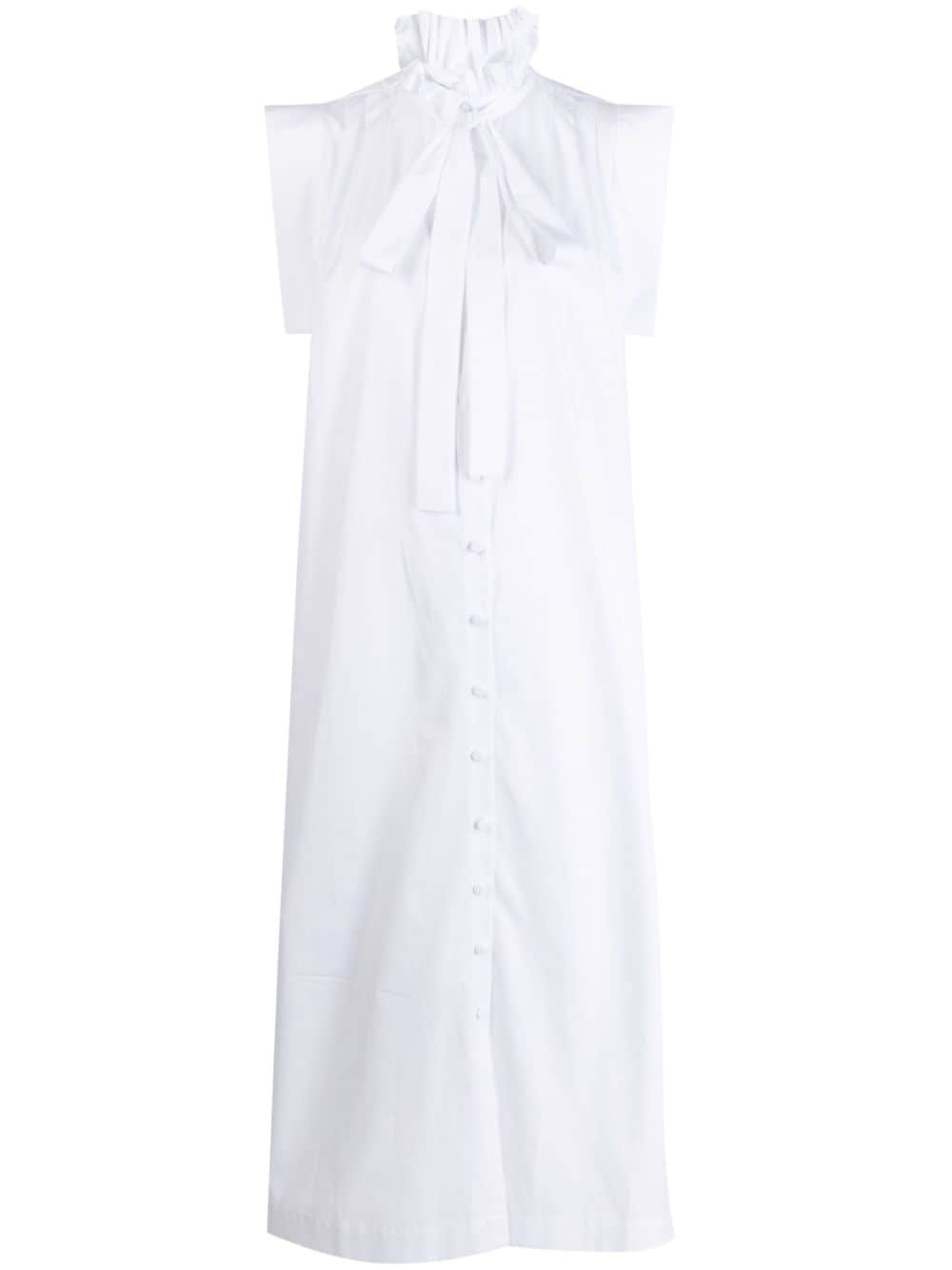 Prune Goldschmidt Prunella ruffle-collar long dress - White