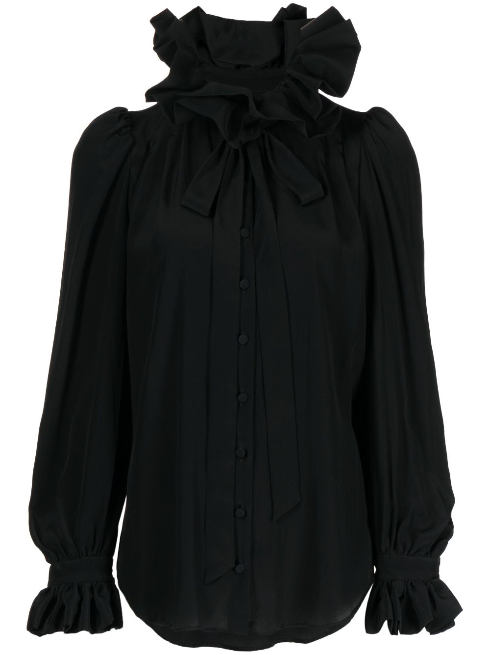 Prune Goldschmidt ruffled-edge high-neck Blouse - Farfetch