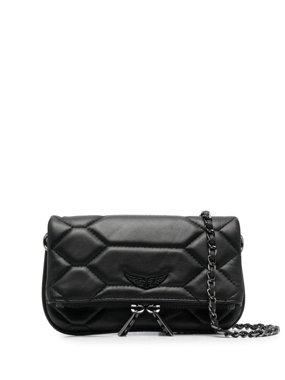 Zadig & Voltaire Rock Mat Scale Clutch Bag In Black