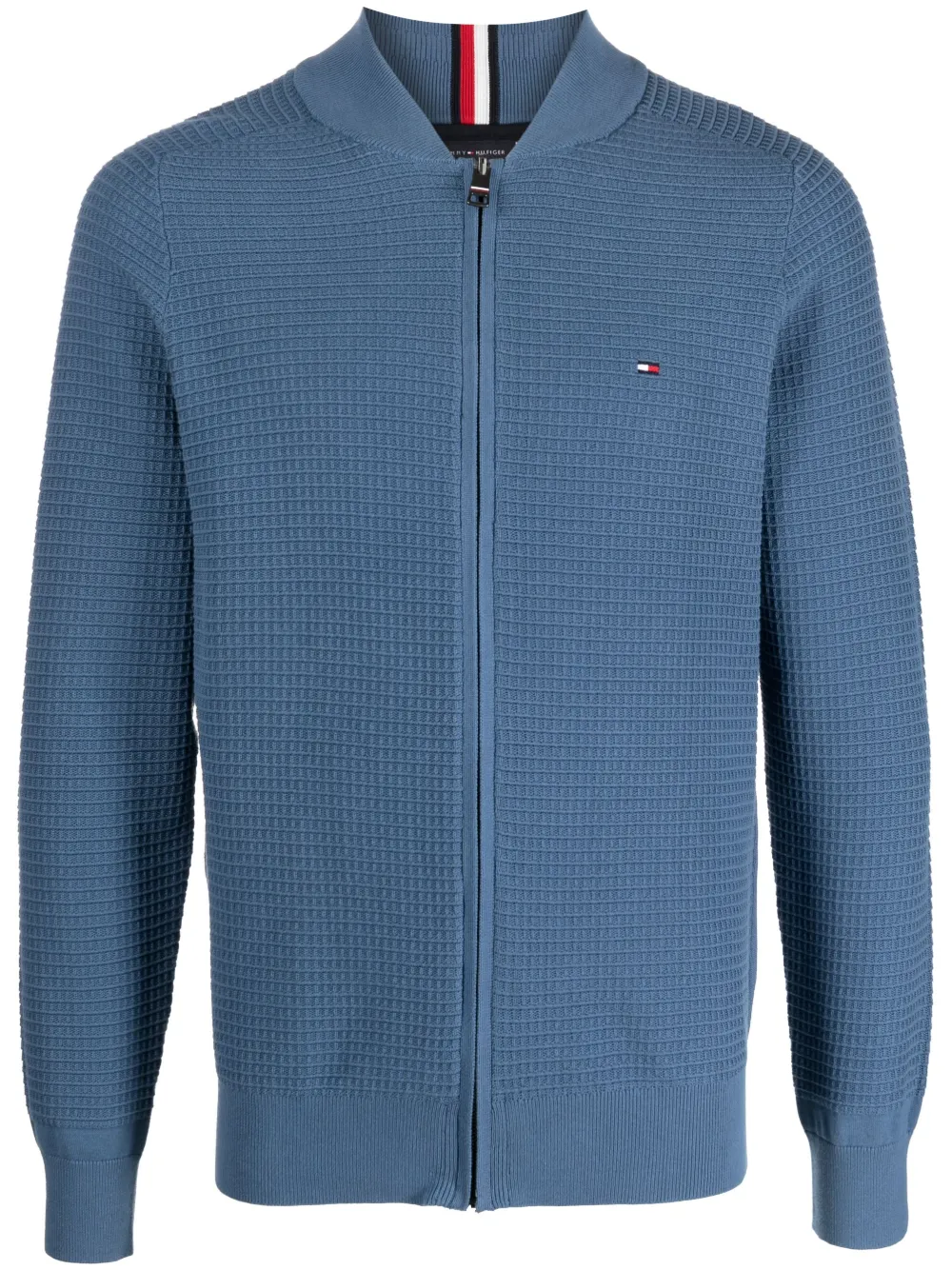 Tommy Hilfiger waffle-knit zip-up cardigan - Blue