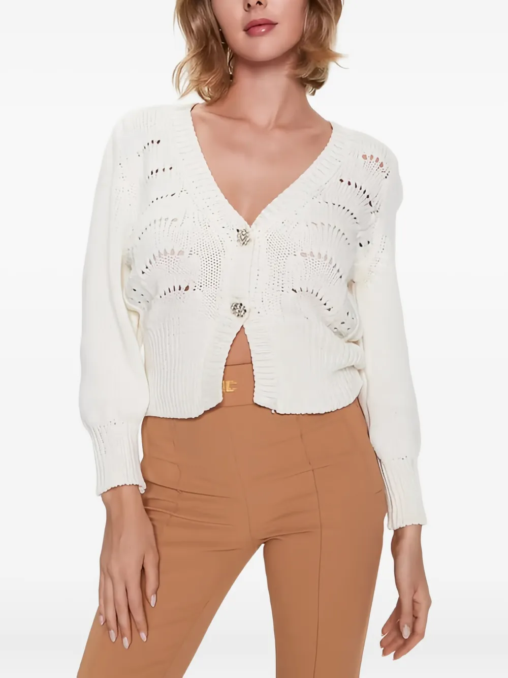 LIU JO embellished puff-sleeve cardigan | White | Image 1