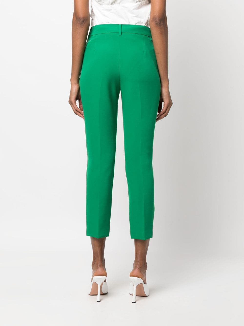 Shop Liu •jo Belted-waist Tailored Trousers In Green