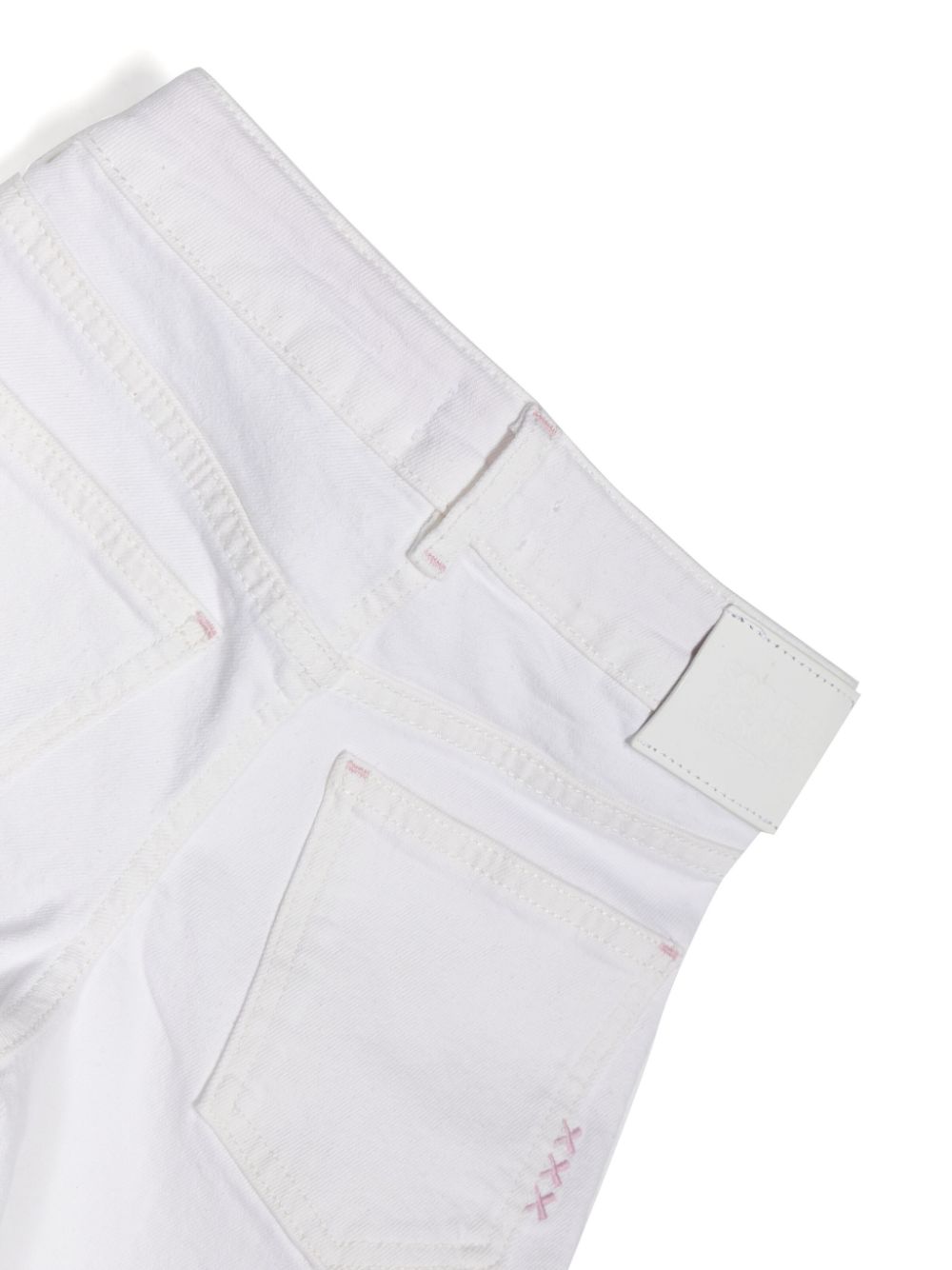 Shop Scotch & Soda Wide-leg Embroidered-slogan Jeans In White