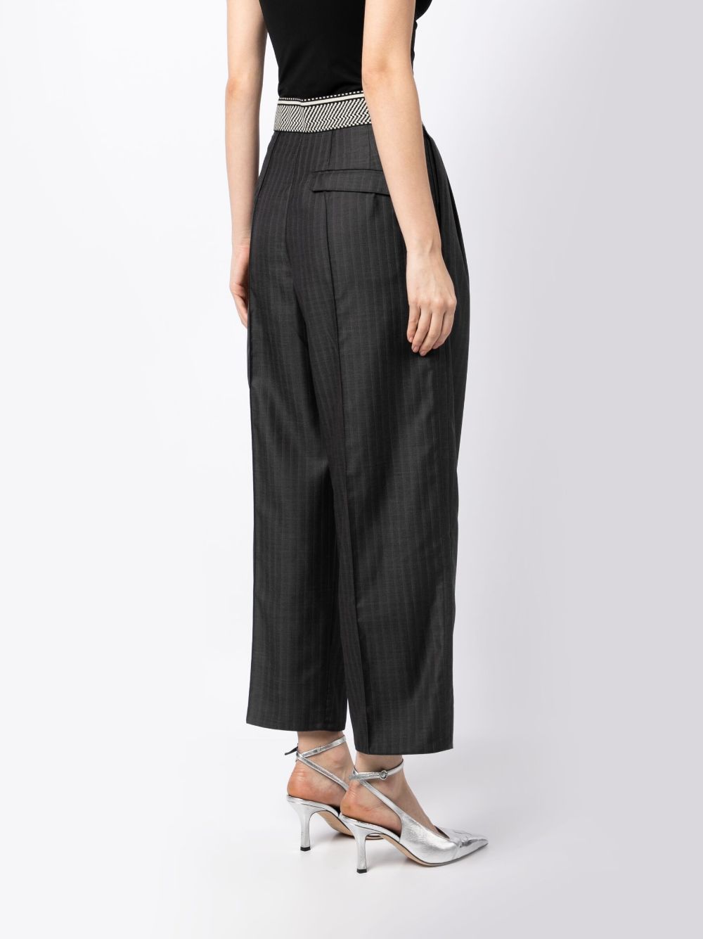Shop Jnby Contrasting-waistband Trousers In Grau