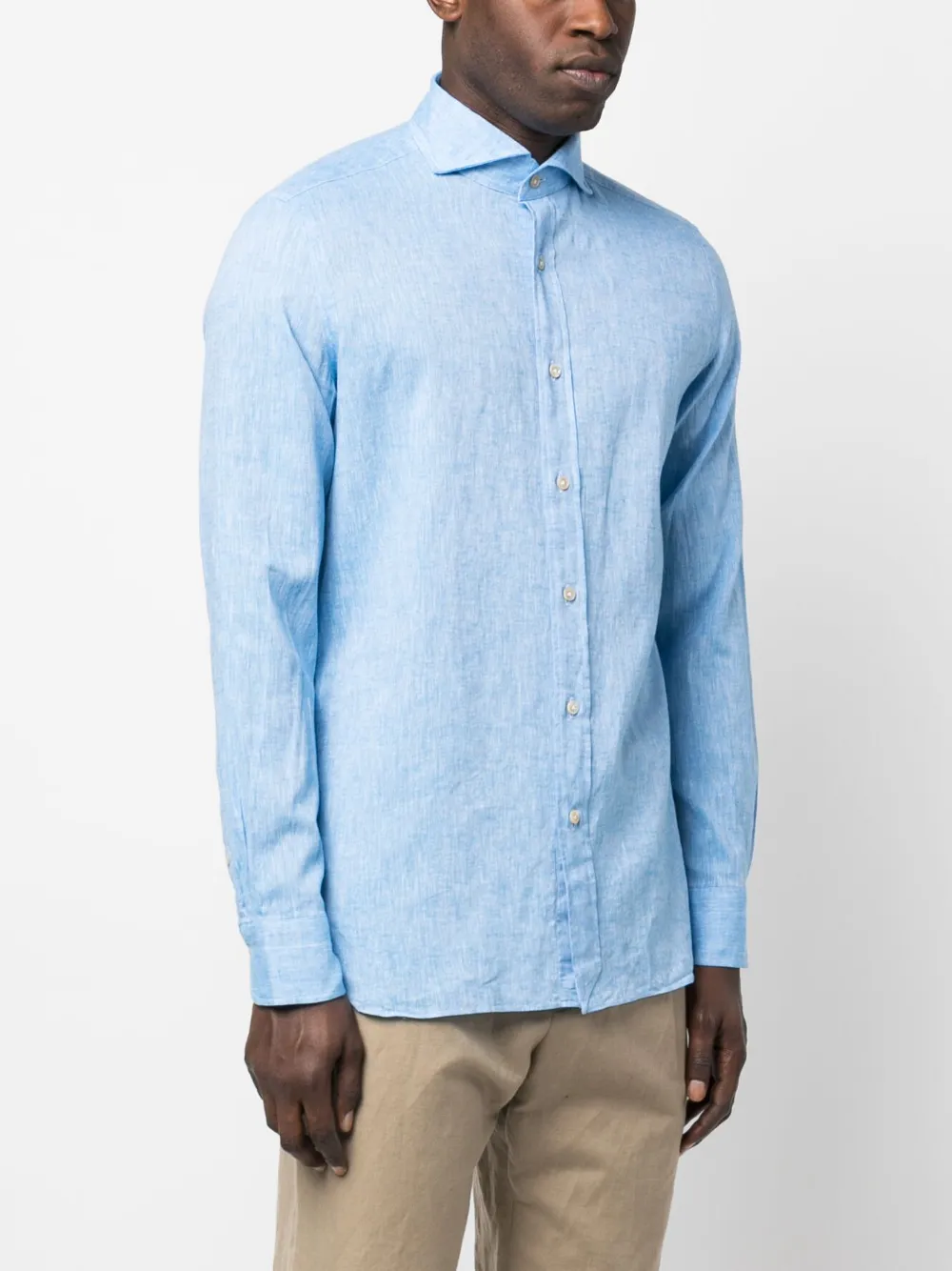 Borrelli Plain Cotton-linen T-shirt In Blau