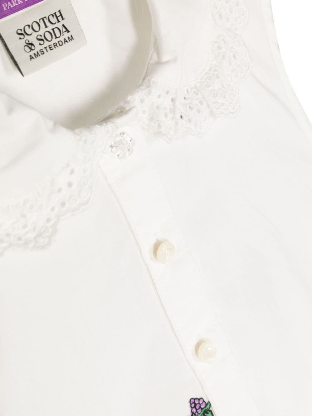 Shop Scotch & Soda Lace Collar Fruit-print Sleeveless Shirt In Weiss