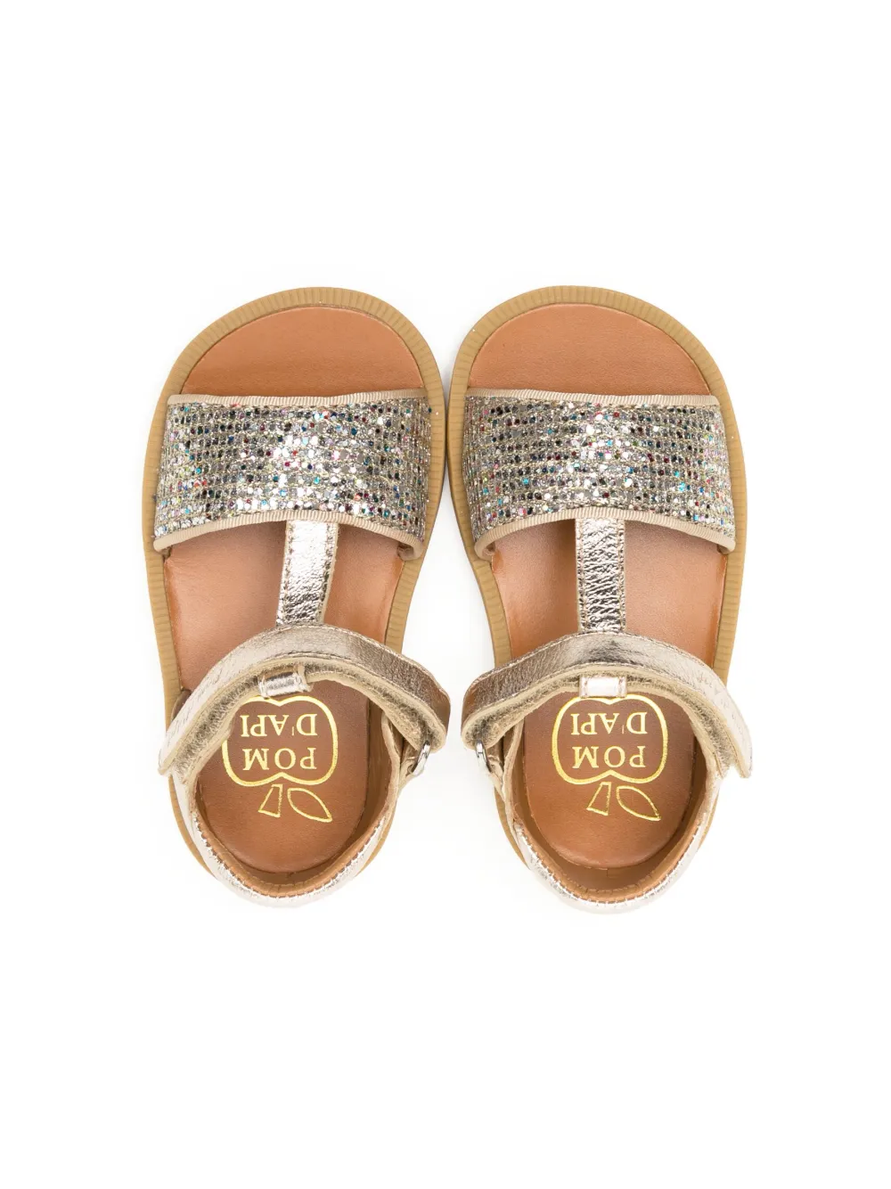 Pom D'api Metallic Touch-strap Sandals In Gold