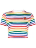Casablanca striped cropped T-shirt - White