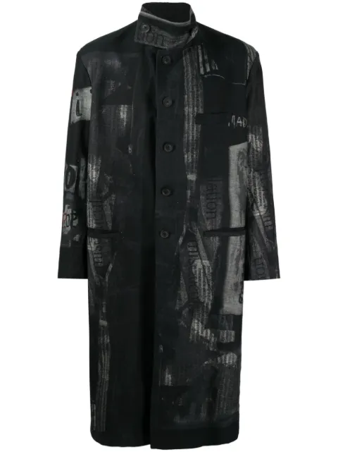graphic-print cotton coat