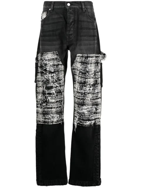 AMIRI tweed-panelling distressed jeans