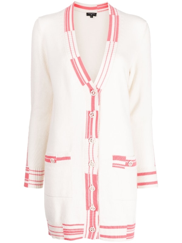 chanel pre owned logo long cardigan item