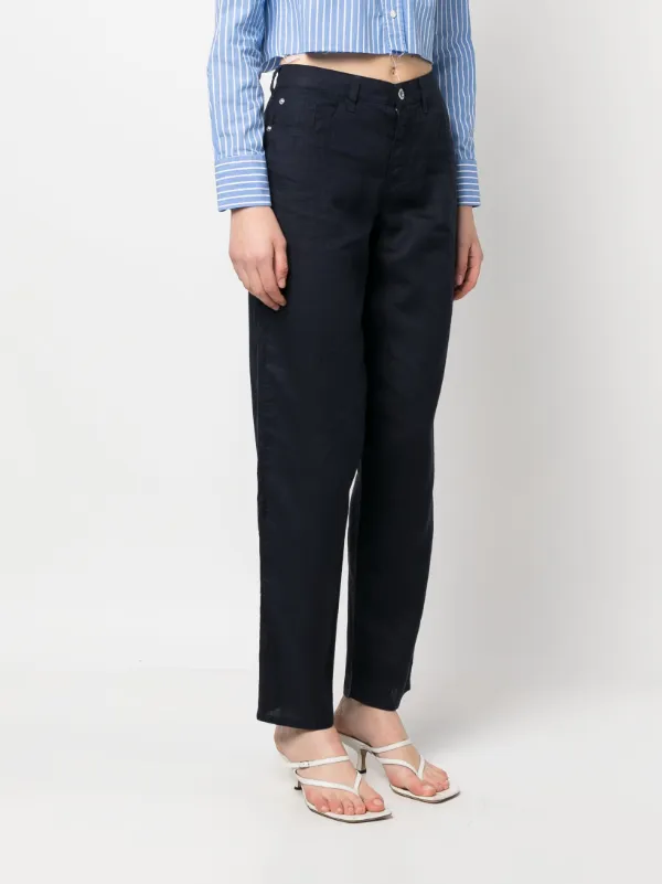 Emporio Armani straight-leg Linen Trousers | Blue | FARFETCH CA