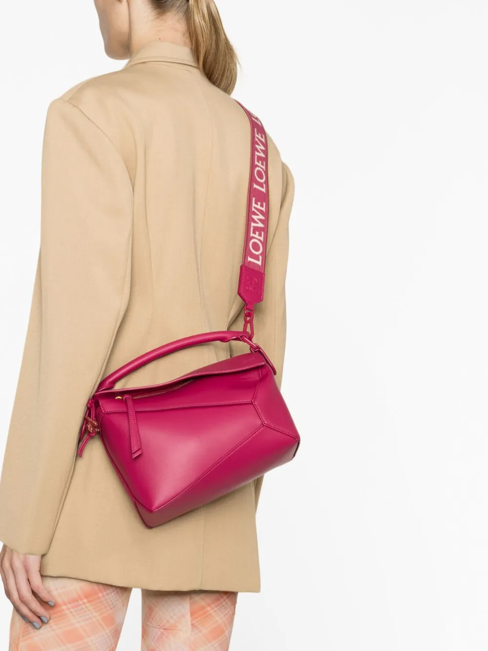  Loewe Small Puzzle Edge Leather Tote Bag - Pink 