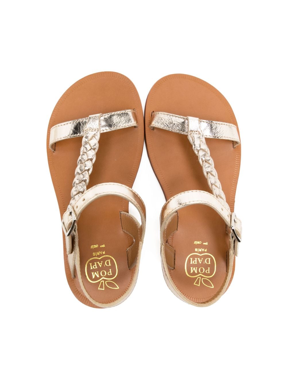 Shop Pom D'api Braid-detail Sandals In Gold