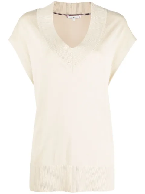 Tommy Hilfiger V-neck cotton-lyocell blend top