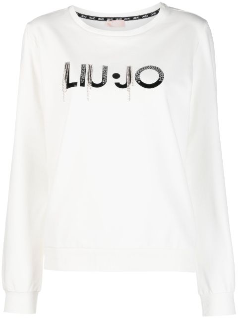 LIU JO crystal fringe logo sweatshirt