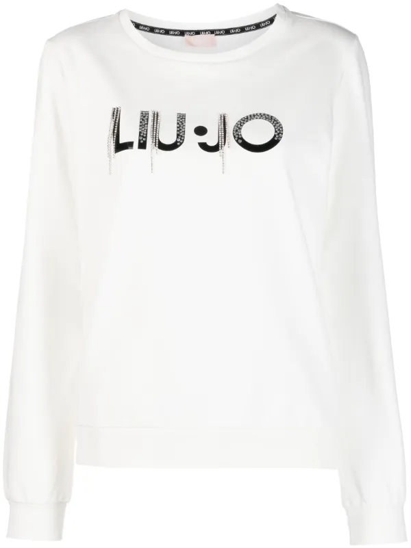 LIU JO Crystal Fringe Logo Sweatshirt Farfetch