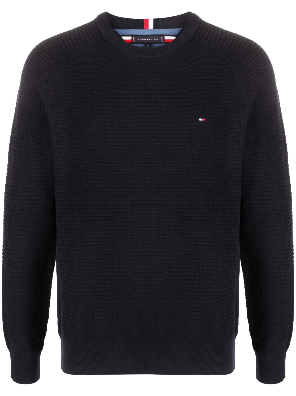 Shop Tommy Hilfiger Embroidered-logo Long-sleeve Jumper In Blau