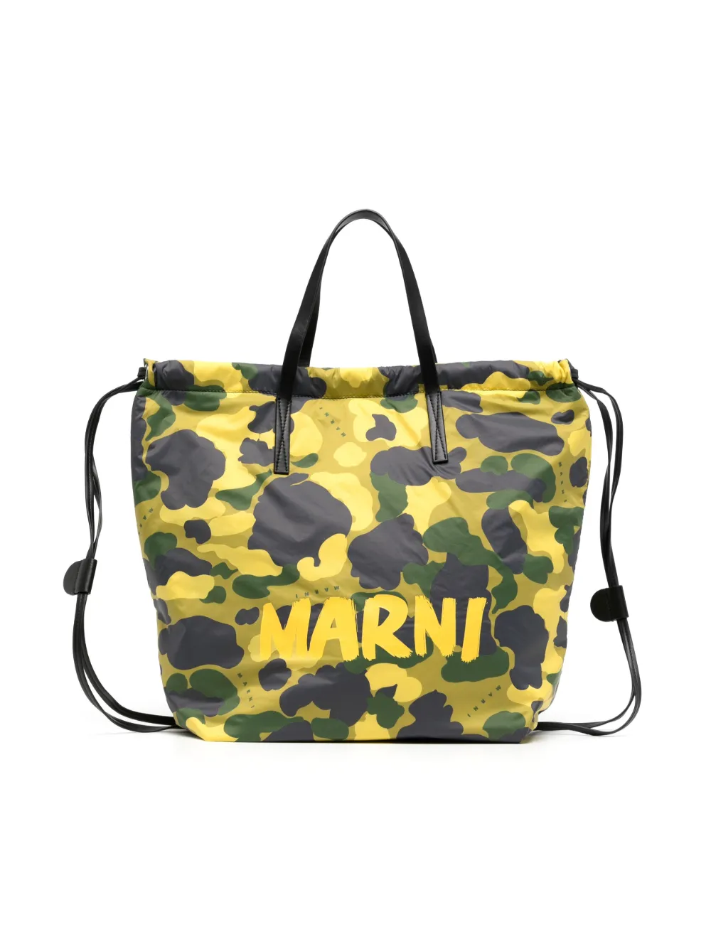Marni Kids' Camouflage-pattern Tote Bag In Yellow
