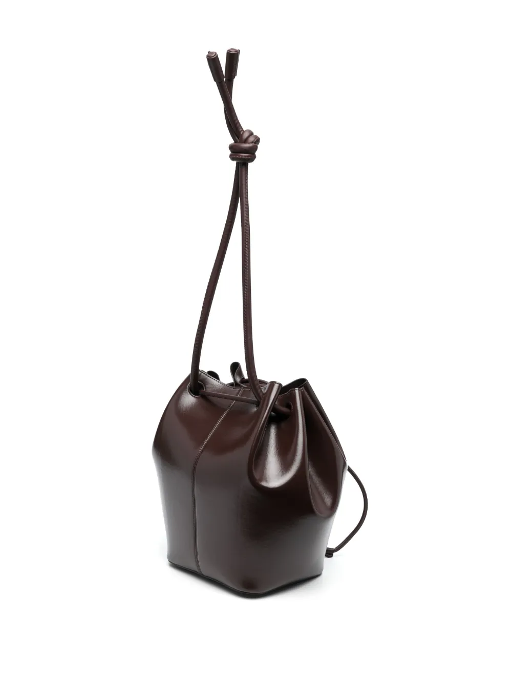 Nanushka Elongated Knotdetail Bucket Bag In Braun ModeSens
