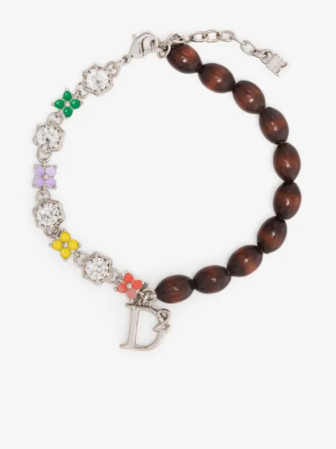 DSQUARED2 logo-charm crystal embellished bracelet
