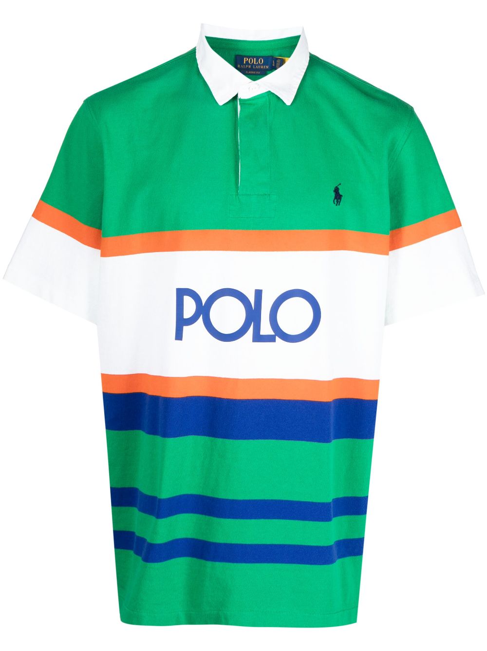 Image 1 of Polo Ralph Lauren embroidered-logo striped polo shirt