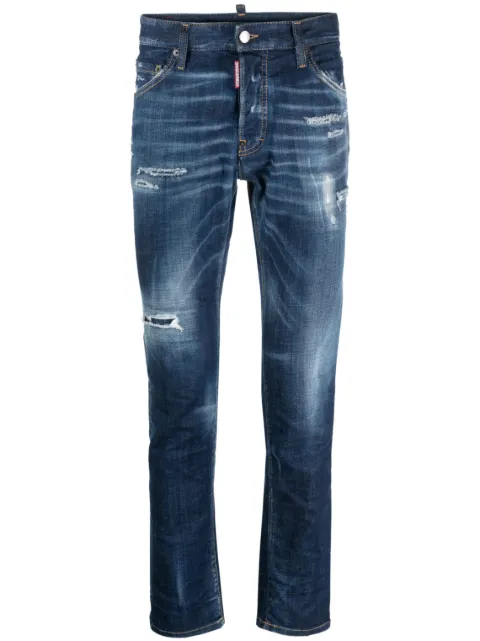 distressed slim-fit denim jeans