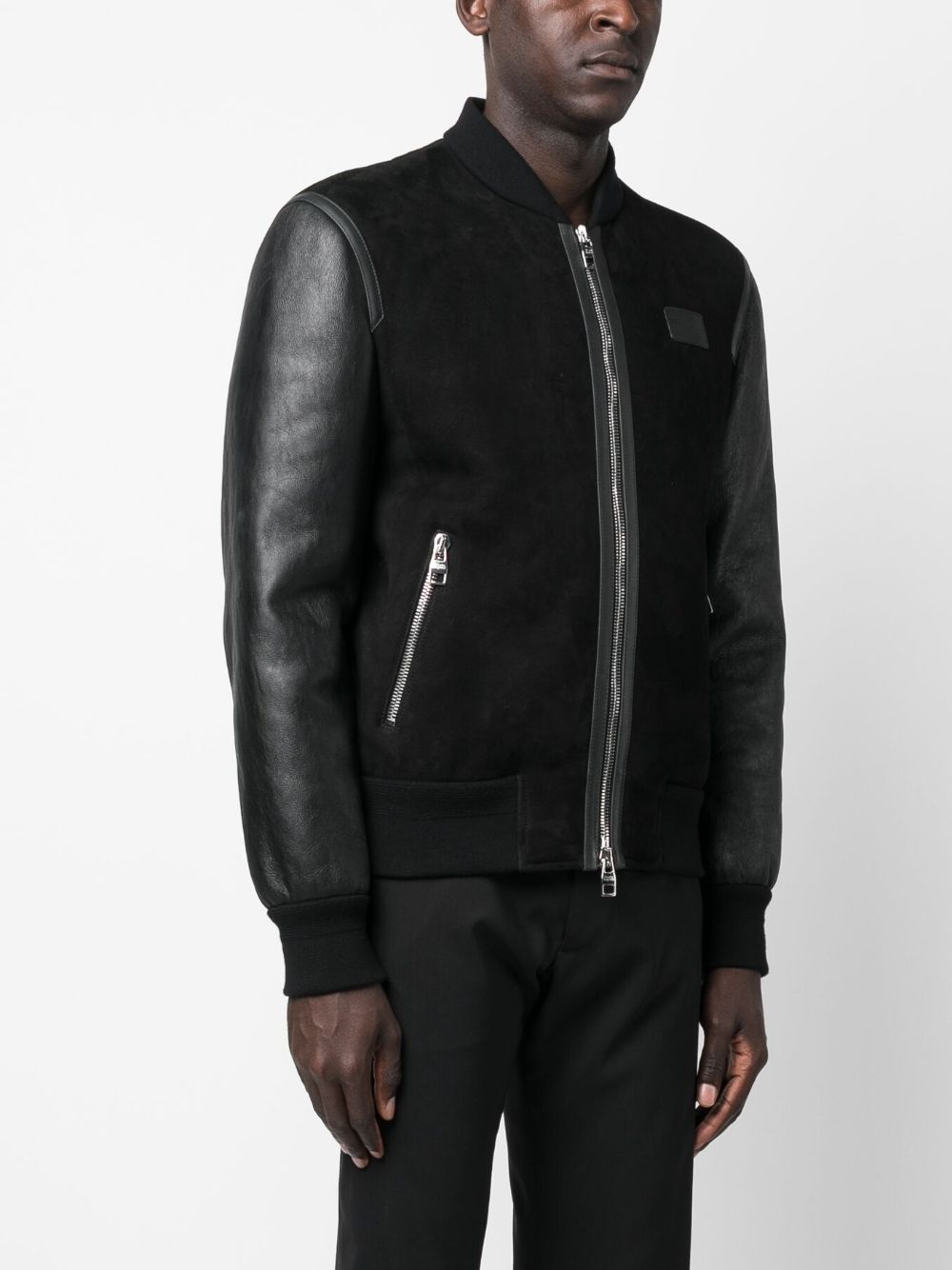 Shop Alexander Mcqueen Shearling And Leather Bomber Jacket In Schwarz