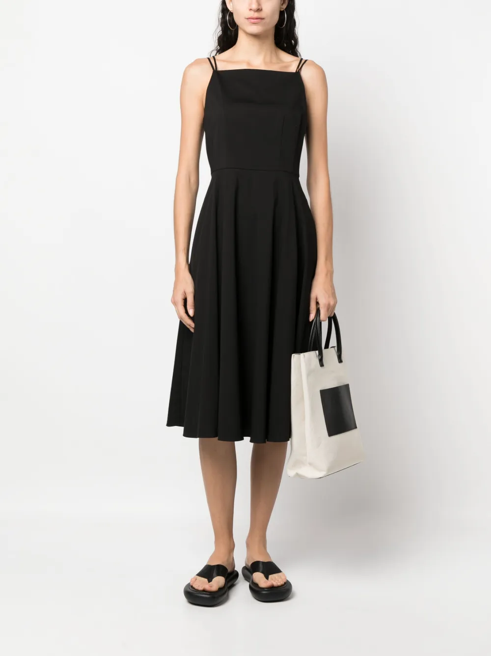 Theory Midi-jurk met spaghettibandjes - Zwart