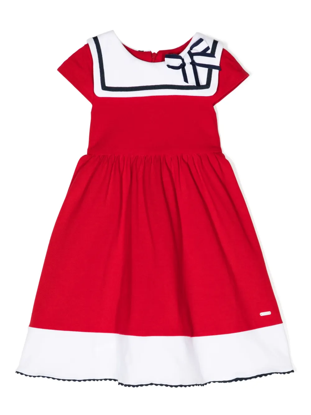 Patachou Kids' Bow-detail Short-sleeve Dress In Red
